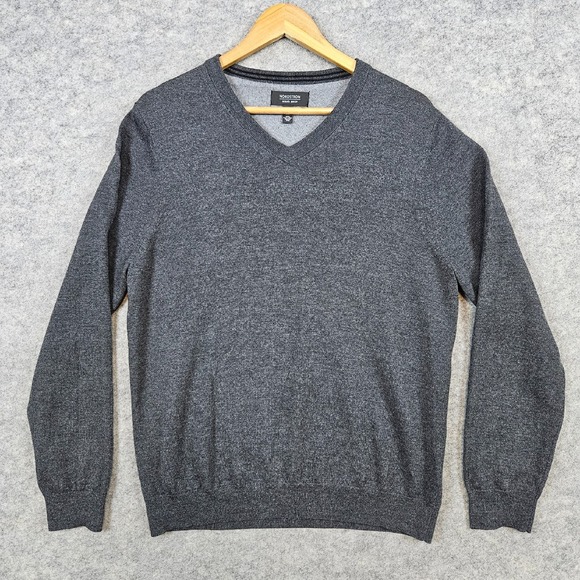 Nordstrom Men's Shop Gray‎ Pullover Sweater Size M 100% Extra Fine Merino Wool - Picture 1 of 7